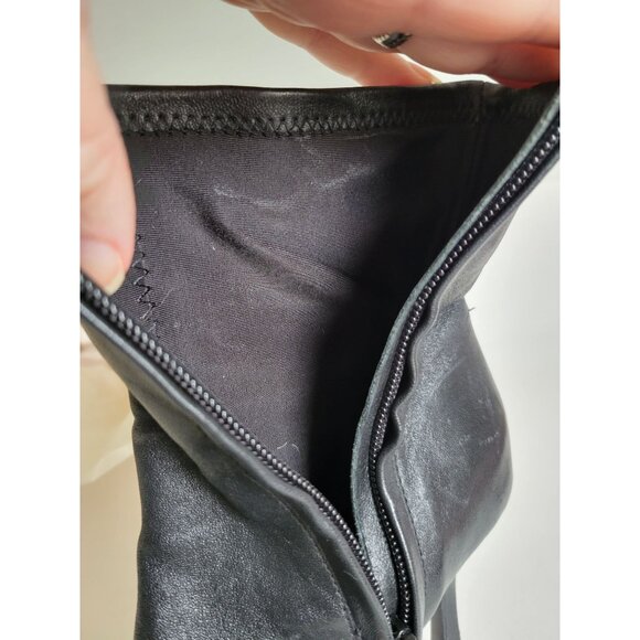 Reformation Black leather Ankle Boot heeled size 7 Going out Sexy Square Toe - Picture 8 of 14